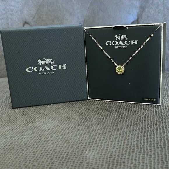 Coach Raised Gold💛 Slider Disc💿 Pendant Necklace - NIB - Picture 9 of 16